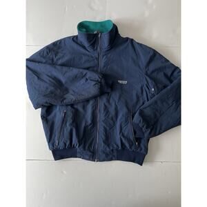 VTG Eddie Bauer Jacket Mens L Blue Fleece Lined Full Zip Softshell Bomber USA